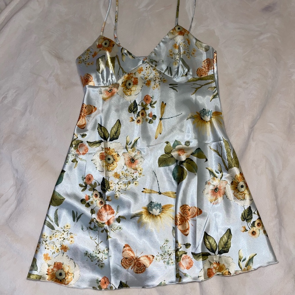 Silk flowered, mini dress